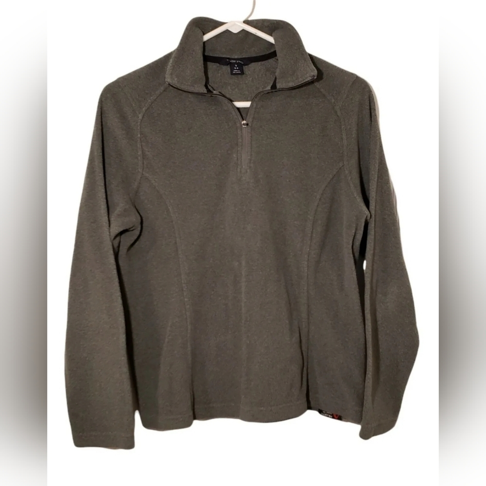 ♥️LANDS END WOMEN'S FLEECE 1/4 ZIP PULL OVER JACKET POLARTEC GRAY SIZE SMALL 6-8